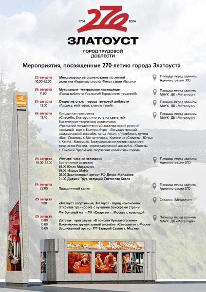 Златоуст отмечает юбилей – нашему родному городу 270 лет